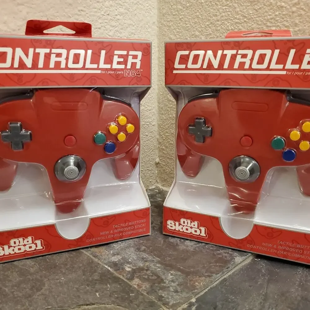 2 N64 Controllers - Red (NEW) - Nintendo64 - Old Skool